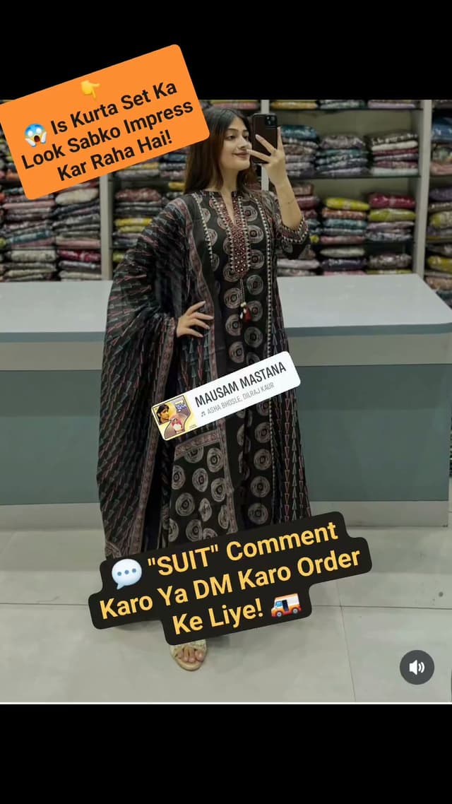 A-Line Sanganeri Print Cotton Kurta Set